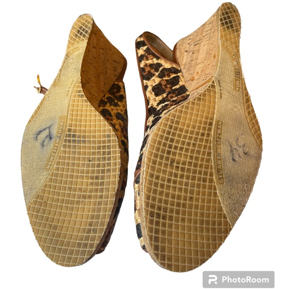 Stuart Weitzman Leopard Print Espadrille Wedges Open Toe 9.5 - Picture 5 of 7